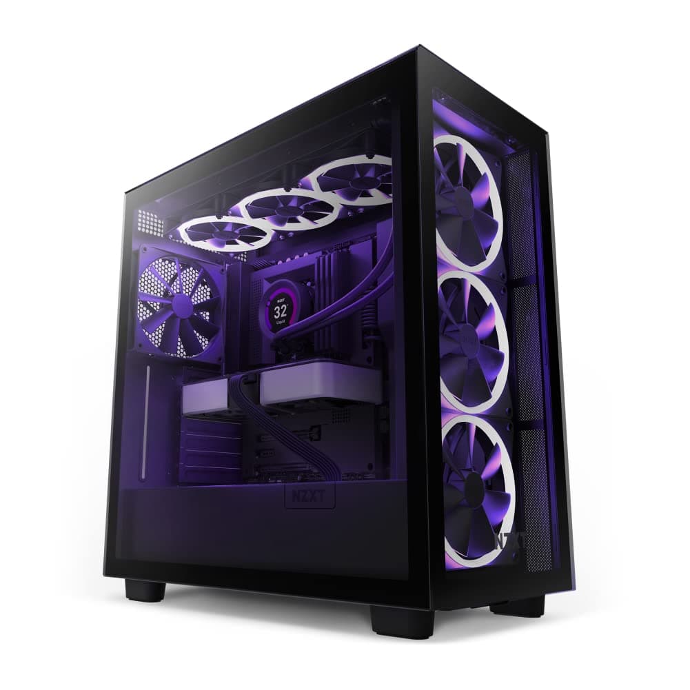 NZXT H7 Elite - CM-H71EB-01 - ATX Mid-Tower Gaming PC-Gehäuse - Front USB-C Port - Tempered Glass Front- & Seitenteil - RGB Lüfter (3 enthalten) - Für Wasserkühlung Ready
