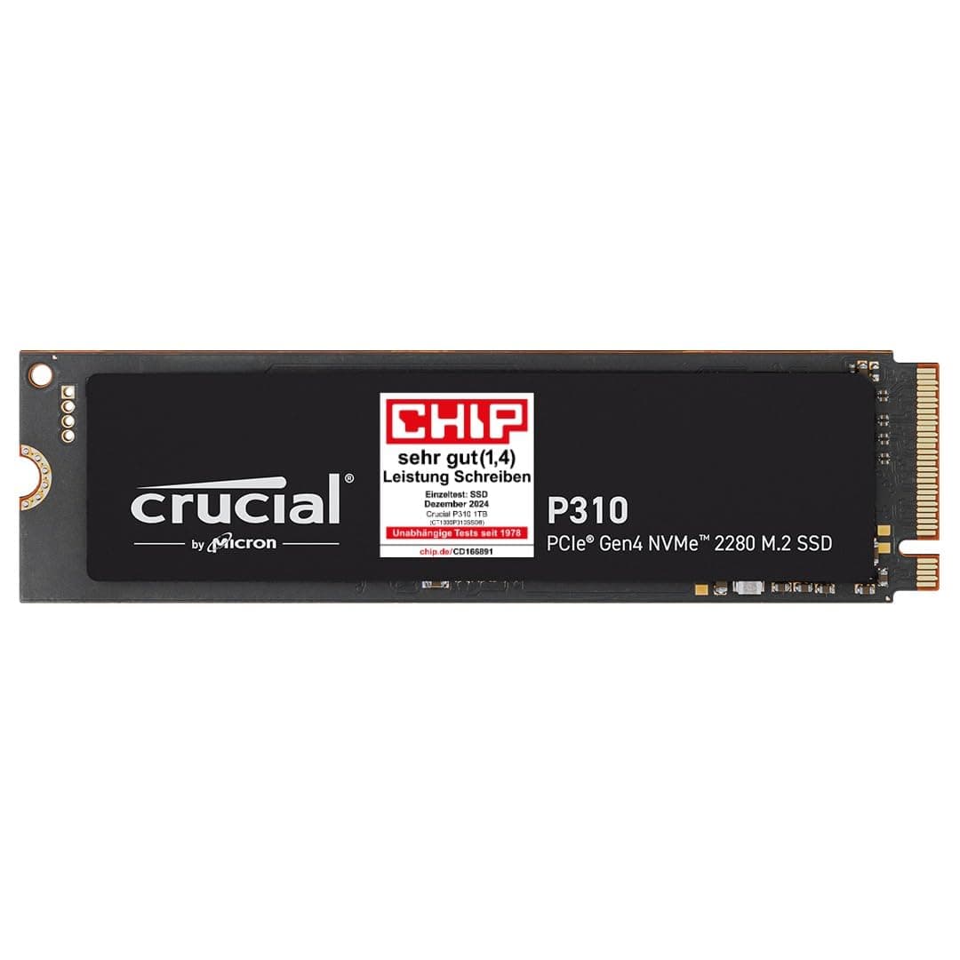 Crucial P310 SSD 1TB M.2 2280 PCIe Gen4 NVMe, bis 7.100 MB/s, für Laptop, Desktop PC & Handheld Spielekonsolen, Interne Festplatte - CT1000P310SSD801