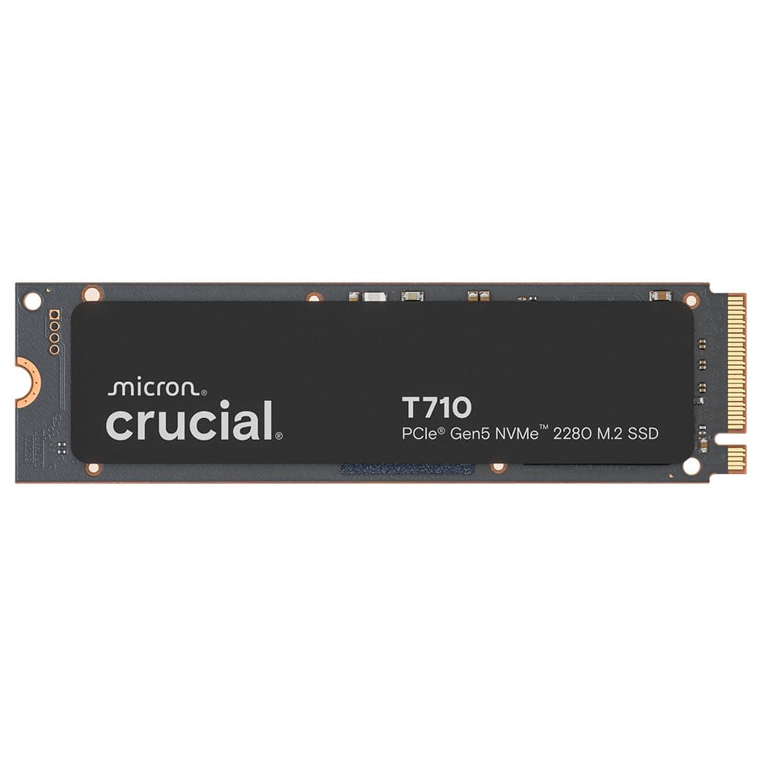 Crucial T710 SSD 2TB M.2 NVMe PCIe 5.0 x4 Gen5, bis zu 14.500 MB/s Lesen, 13.800 MB/s Schreiben, für Laptop und Desktop PC, TLC NAND, Interne Festplatte - CT2000T710SSD8-01