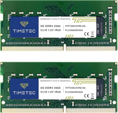 Timetec 16GB KIT (2x8GB) DDR4 2666MHz PC4-21300 Unbuffered ECC UDIMM 1.2V CL19 1Rx8 Single Rank 260 Pin SODIMM Memory RAM Module Upgrade (16GB KIT (2x8GB))