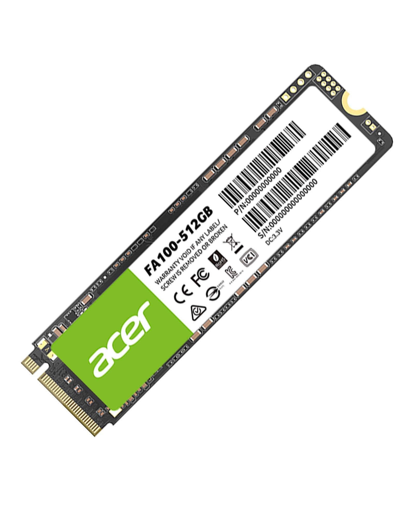 acer FA100 PCIe 3.0 NVMe SSD 512GB: bis zu 3300 MB/s Lesegeschwindigkeit, Gen3x4 M.2 2280 Interne Festplatte mit HMB & SLC – Gaming Solid State Drive für Laptop/Desktop PC