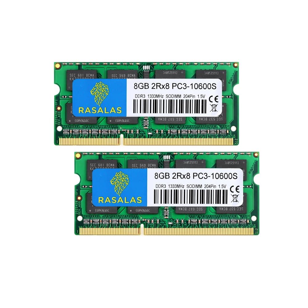 Rasalas PC3-10600 16GB Kit (2 x 8 GB) DDR3 1333 MHz SODIMM 2Rx8 Dual Rank 1,5 V CL9 204-Pin Non-ECC Unbuffered Notebook Laptop Arbeitsspeicher