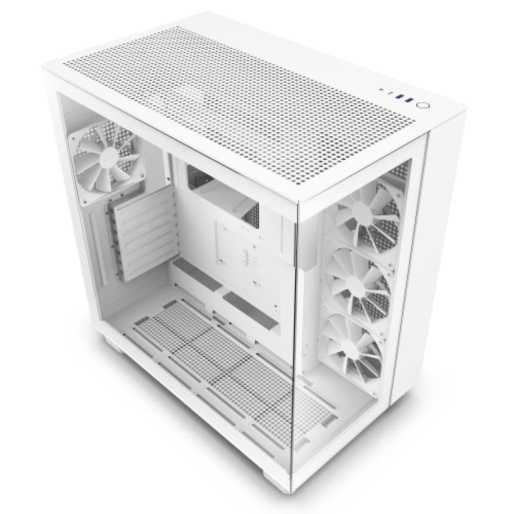 NZXT H9 Flow - CM-H91FW-01 - Dual-Chamber-ATX Mid-Tower PC-Gaming-Gehäuse - High-Airflow-perforiertes Top-Panel - Front- und Seitenteile aus gehärtetem Glas - 360-mm Radiator Unterstützung - Weiß