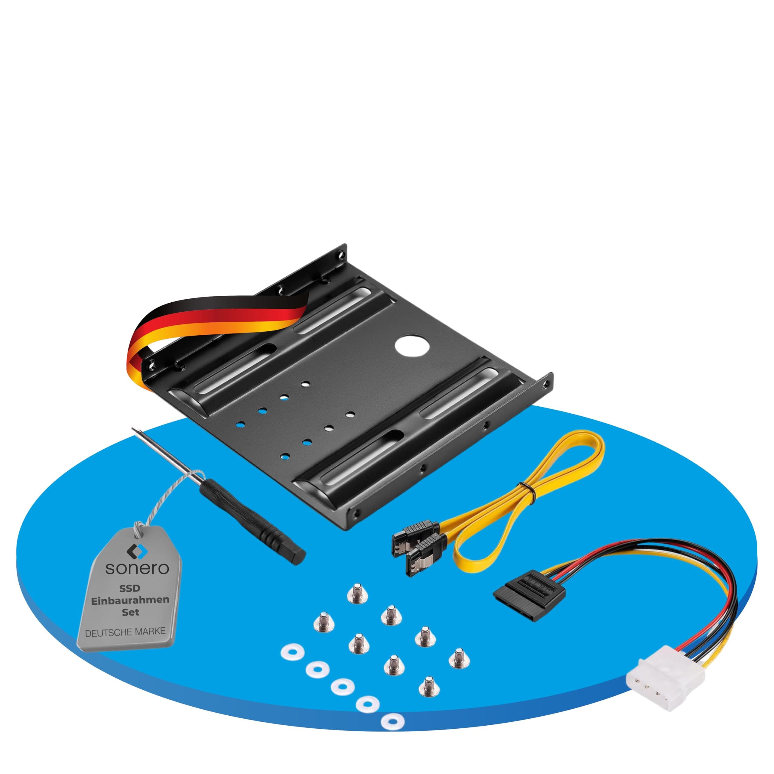 sonero® SSD Einbaurahmen Set, 2,5" SSD auf 3,5" inkl, Zubehör schwarz