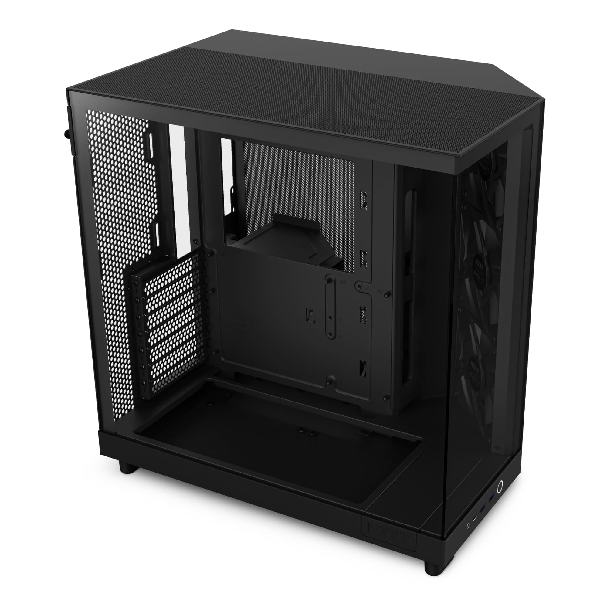 NZXT H6 Flow , CC-H61FB-01 , Kompaktes Mid, Tower Gehäuse mit zwei Kammern , Glaspaneele mit Panoramablick , Hochleistungs,Airflow,Panels , Inklusive 3 x 120 mm Lüfter , Schwarz