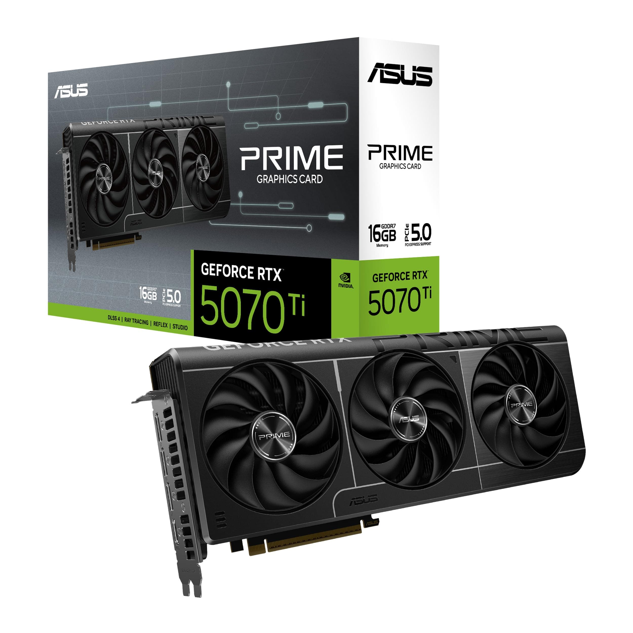 ASUS Prime GeForce RTX 5070 Ti 16GB GDDR7 Gaming Grafikkarte (Nvidia GeForce RTX5070 Ti DLSS 4, 2,5-Slot Design, PCIe 5.0, 3X DisplayPort 2.1b, 1x HDMI 2.1b, PRIME-RTX5070TI-16G)