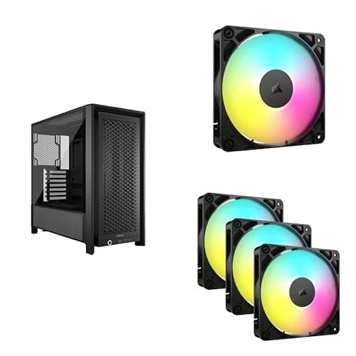 CORSAIR Frame 4000D Modulares Mid-Tower ATX PC-Gehäuse + RS120 ARGB 120mm PWM-Lüfter (Einzelpackung) + (Dreierpack) Bündel - Schwarz