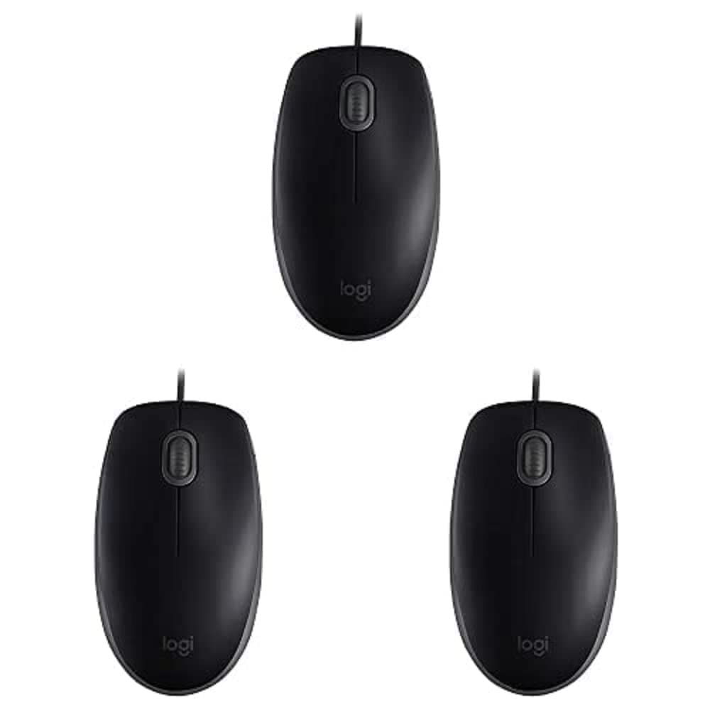Logitech B110 Silent Kabelgebundene Maus - Schwarz, 3er Pack