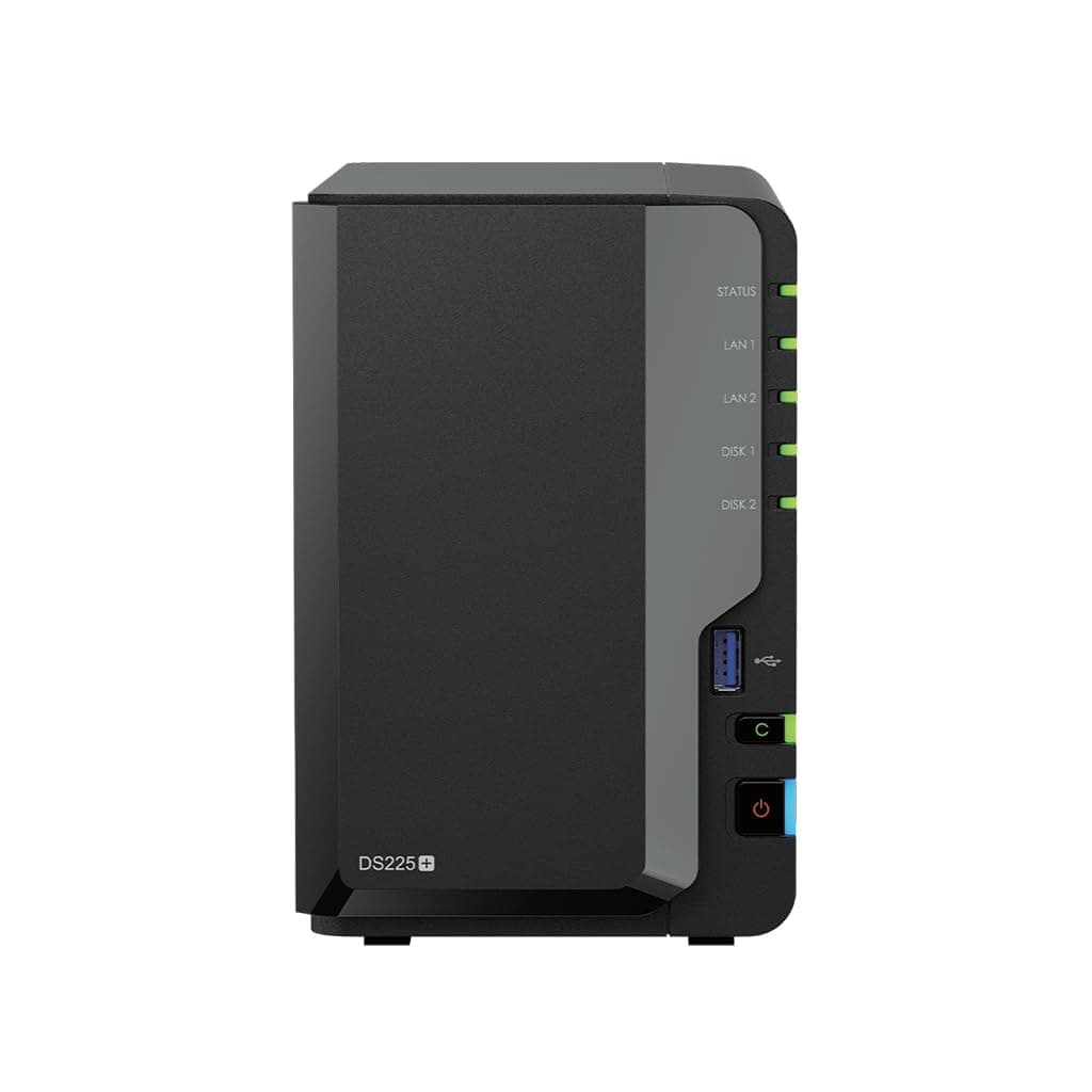 Synology DS225+ 32TB (Synology HAT3310-16T) 2-Bay Plus Serie - Intel Celeron J4125 Quad-Core, 2 GB Non-ECC DDR4 SODIMM 1 x 2,5 GbE und 1 x 1 GbE RJ-45 LAN-Port