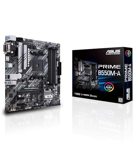 ASUS Prime B550M-A Gaming Mainboard Sockel AM4 (micro ATX, Ryzen, PCIe 4.0, 2x M.2, 1Gbit/s-Ethernet, SATA 6Gbit/s, USB 3.2 Gen 2 Typ-A, Unterstützung für Aura Sync RGB Header)