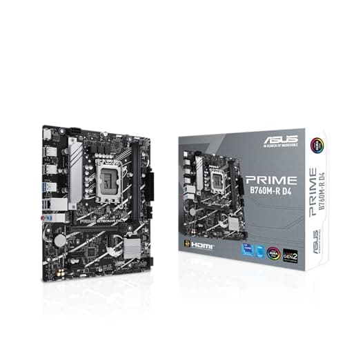ASUS Prime B760M-R D4 Gaming Mainboard Sockel Intel LGA 1700 (microATX, PCIe 4.0, DDR4, 2.5Gb Ethernet, HDMI, SATA 6 Gbit/s, Aura Sync)