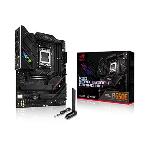 ASUS ROG Strix B650E-F Gaming WiFi Mainboard Sockel AMD AM5 (Ryzen 7000, ATX, DDR5 Speicher, 12+2 Power Stages, USB 3.2 Gen 2x2 Typ-C, PCIe 5.0, Q-Release, WiFi 6E, Aura Sync)