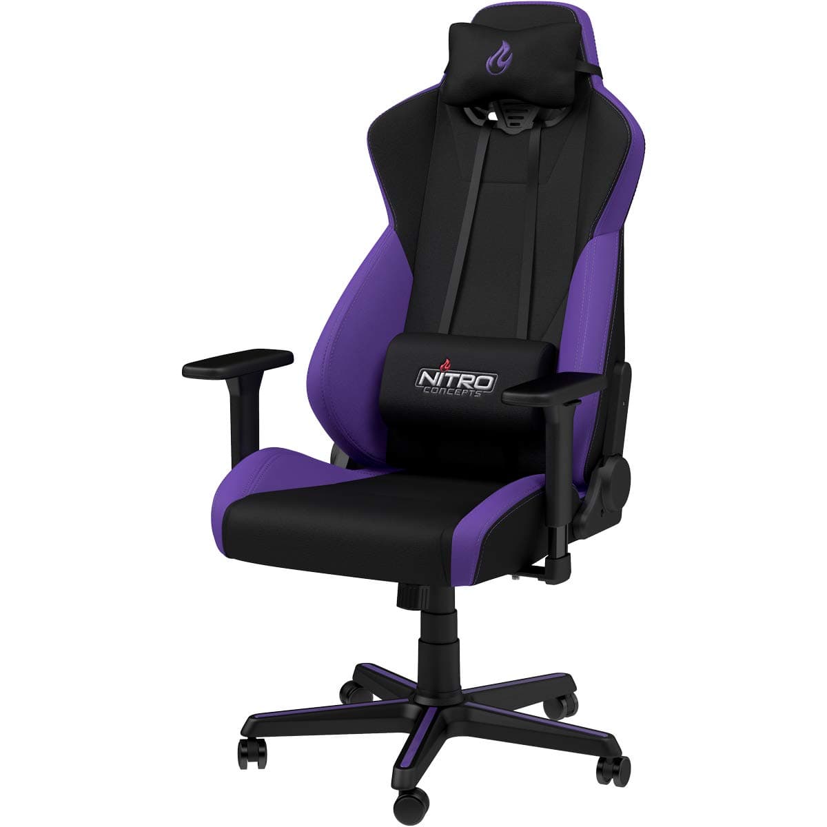 NITRO CONCEPTS S300 Gamingstuhl - Ergonomischer Bürostuhl Schreibtischstuhl Chefsessel Bürostuhl Pc Stuhl Gaming Sessel Stoffbezug Belastbarkeit 135 Kilogramm - Nebula Purple (Violett)