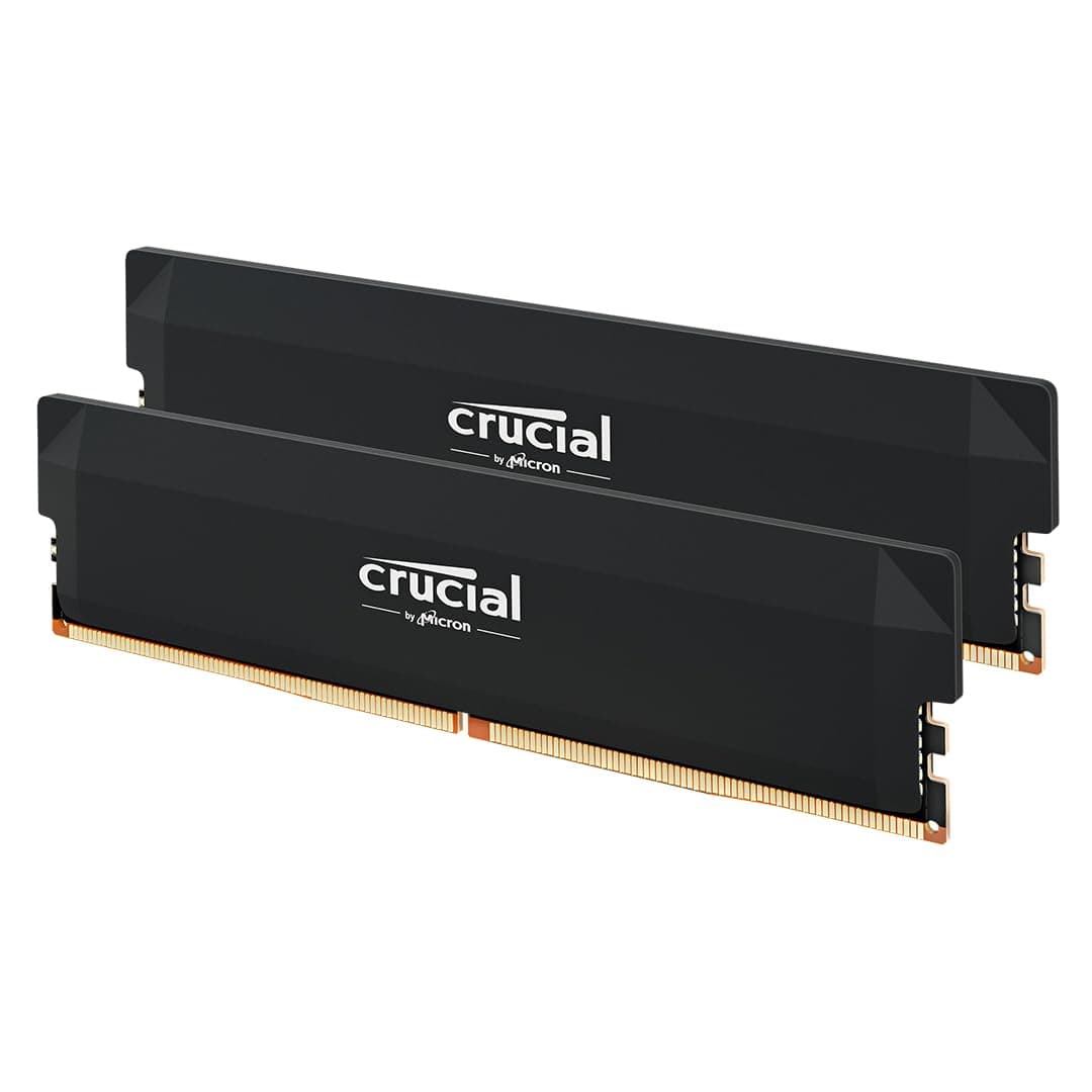 Crucial Pro DDR5 RAM 32GB Kit (2x16GB) 6000MHz CL36, Overclocking Gaming, Intel XMP 3.0 / AMD Expo, PC Computer Arbeitsspeicher, Schwarz - CP2K16G60C36U5B