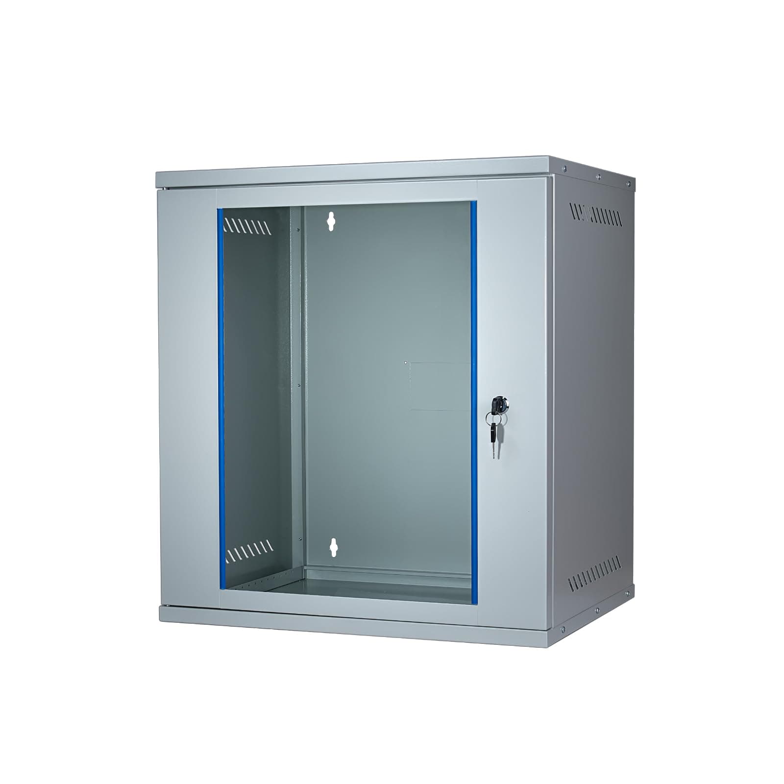 KOSCOM CONNECT Netzwerkschrank 19 Zoll 12 HE I 400 mm Tiefe I Serverschrank Grau I Wandmontage I abschließbare Glastür I unmontiert I 60 kg Traglast | 543 x 400 x 600 mm (Grau, 12 HE)