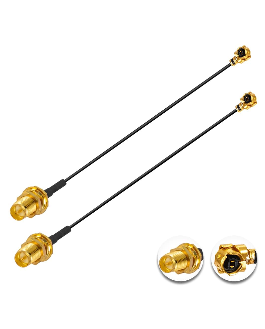 Vecys 2 Stück U.F.L1 zu RP-SMA Buchse Low Loss Koaxialkabel 8" /20CM U.F.L1 1.13mm Mini-Koaxial Pigtail Kabel für Wireless Router Mini PCIE Netzwerkkarten PCI Wi-Fi WAN Repeater