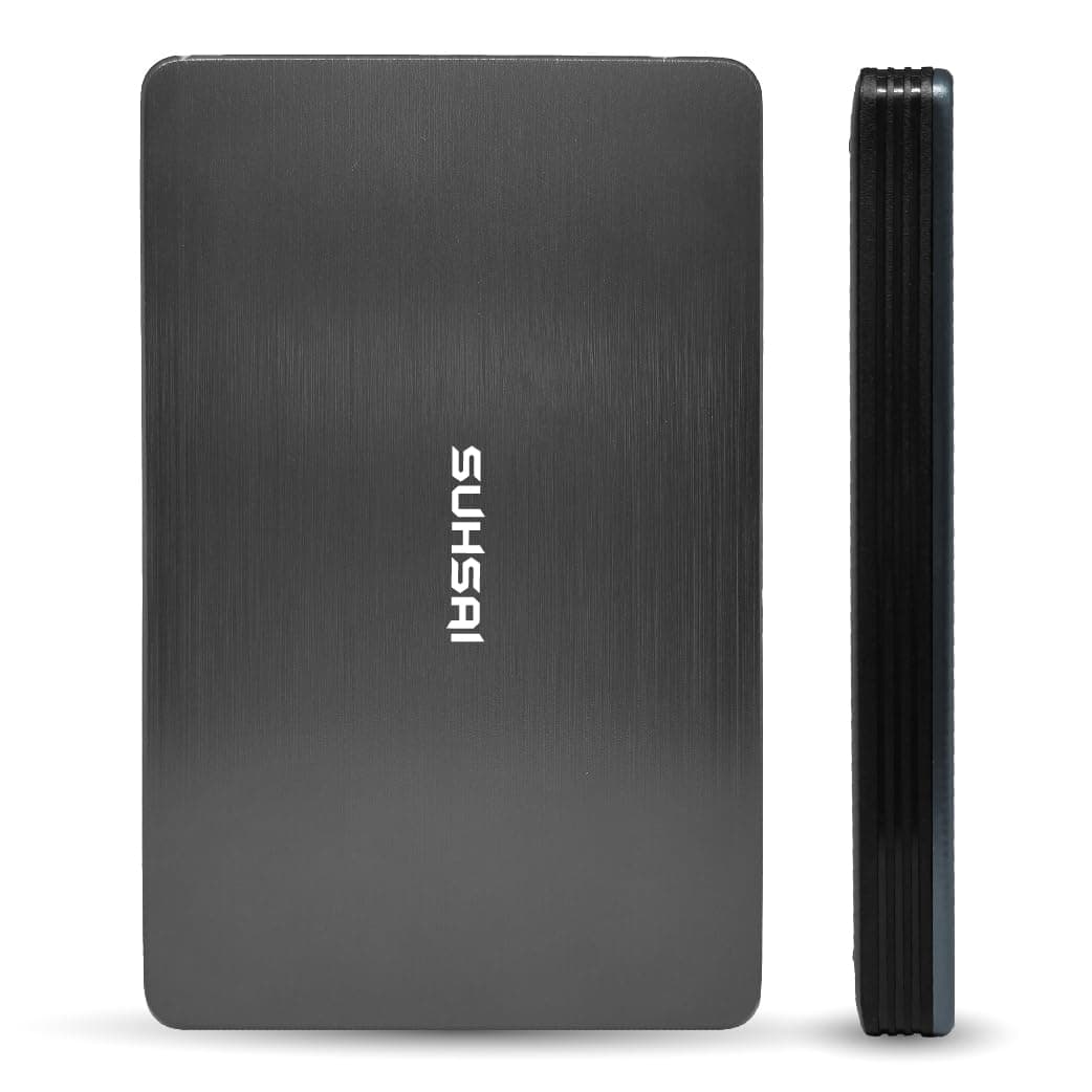 SUHSAI Externe Festplatte, 1 TB USB 3.0, leichte Festplatte zur Datensicherung und -speicherung, tragbare Gaming-Festplatte, HDD mit erweitertem Speicher für Gaming-Laptop, PC, Mac, Desktop – Grau