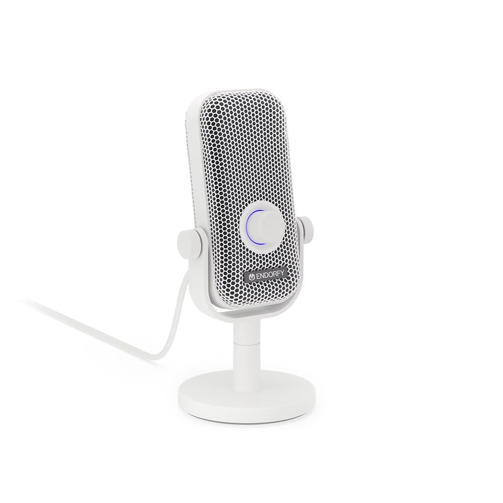 ENDORFY Solum Voice S Onyx White, Gaming Mikrofon PC, Podcast mikrofon, Streaming mikrofon, RGB-Beleuchtung, USB mikrofon Plug & Play, Tap-to-Mute-Button, GAIN-Regler, Nierencharakteristik, EY1B015
