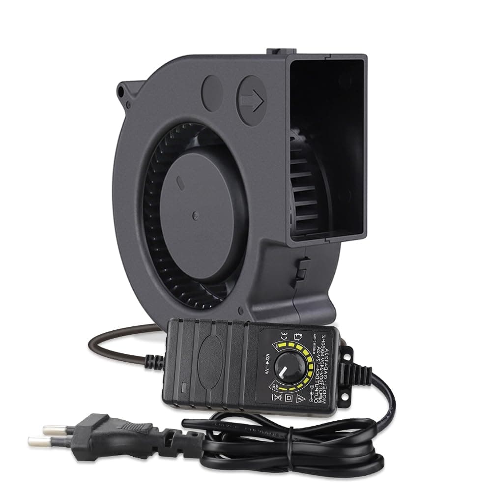 GDSTIME Radial Lüfter 230V 97x33 Gebläse Lüfter 220V Dual Kugellager Radiallüfter 230V Regelbar Geschwindigkeit für Camping BBQ Aufblasbar Kamin Belüftung