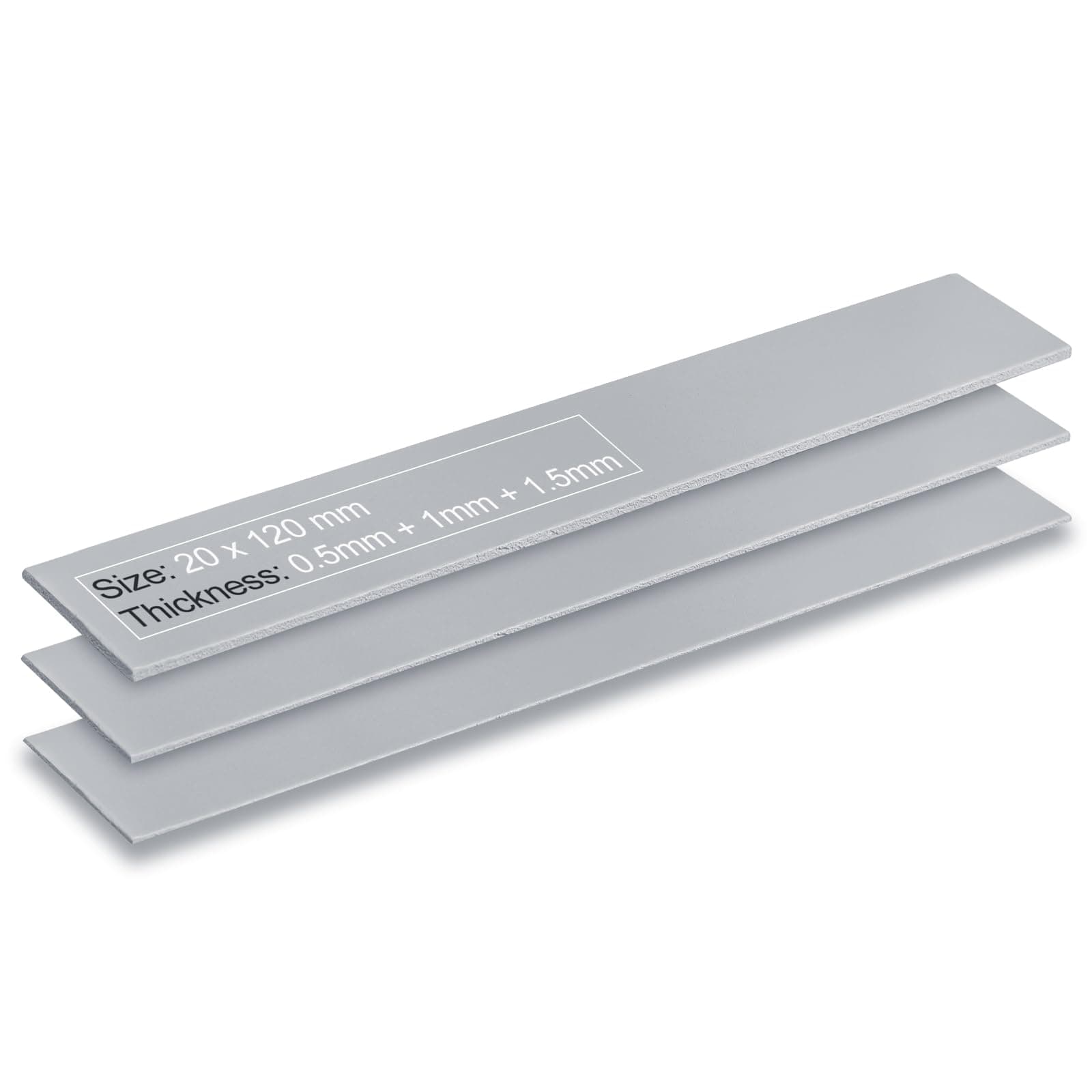 Aairhut 3-Satz Thermal Pad Wärmeleitpad 13W/mK, M.2 SSD 120x20mm 0,5mm + 1mm + 1,5mm Silikon-Kühlpad, GPU, Nicht leitend, hitzebeständig, CPU GPU SSD IC LED Kühler