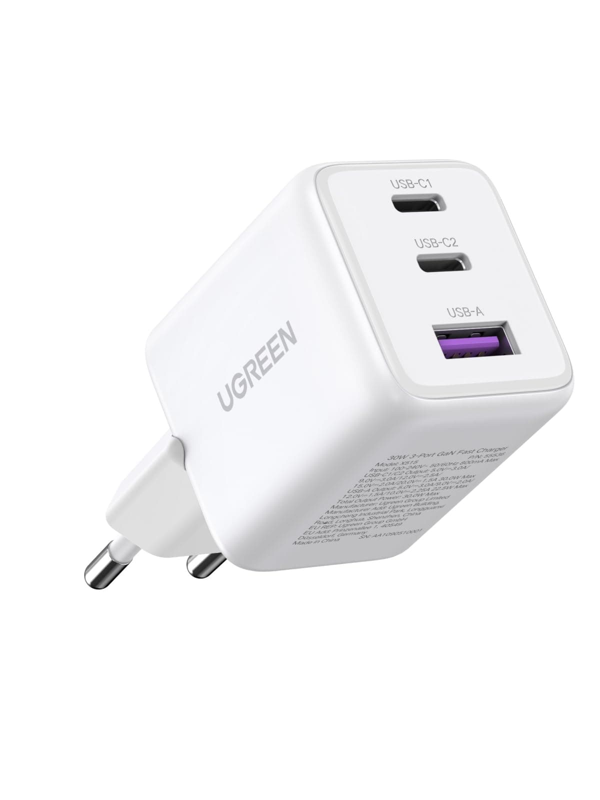UGREEN USB C Ladegerät 30W 3-Port GaN II Netzteil PD Schnellladegerät Kompatibel mit iPhone (17, 17 Pro Max, Air, 16, 15, 14, 13, 12), iPad, Galaxy S25, S24, S23, Pixel 9 (Weiß)