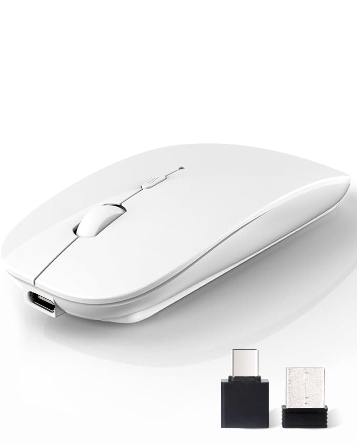 AE WISH ANEWISH Kabellos Bluetooth Maus with USB-C-Adapter wiederaufladbare Leise Mini Maus Kabellos für Mac Laptop PC Computer Tablet Android and Windows