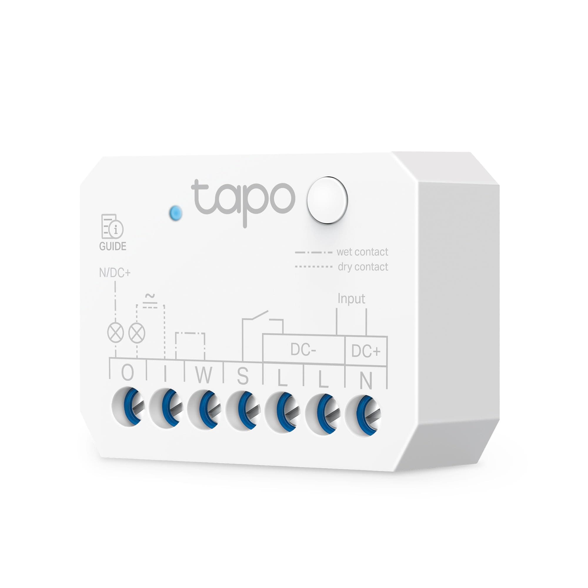 Tapo S110E - WLAN und Bluetooth Smart Relaisschalter, Dry/Wet Contact, 1 Kanal, 10A, Lichtschalter, Garagentoröffner, Energieerfassung, Alexa & Google, Matter, Kein Hub Erforderlich