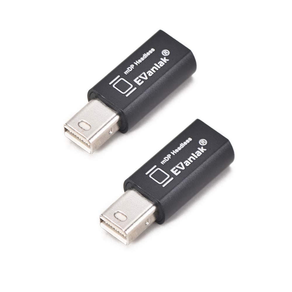 EVanlak Mini DP Dummy disport Premium Aluminum Display Emulator take Advantage of a high end Graphics Card remotely fit Headless 2560x1600@60Hz-2packc
