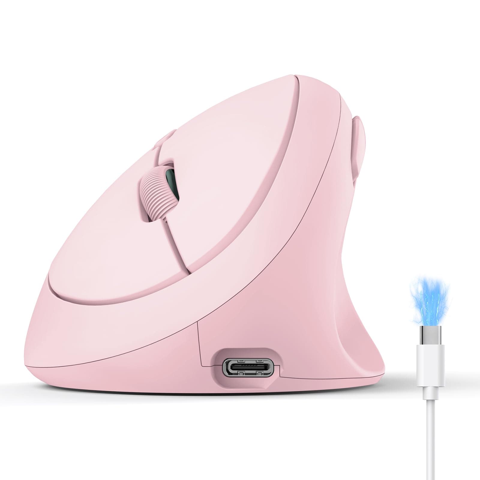 TECKNET Ergonomische Maus Bluetooth, Wiederaufladbar Maus Kabellos mit 3 Gerät (BT 5.0/3.0 + 2.4G), 6 Tasten, 4800 DPI Leise Vertikale Funkmaus für Laptop, Computer, iPad, Mac, Windows