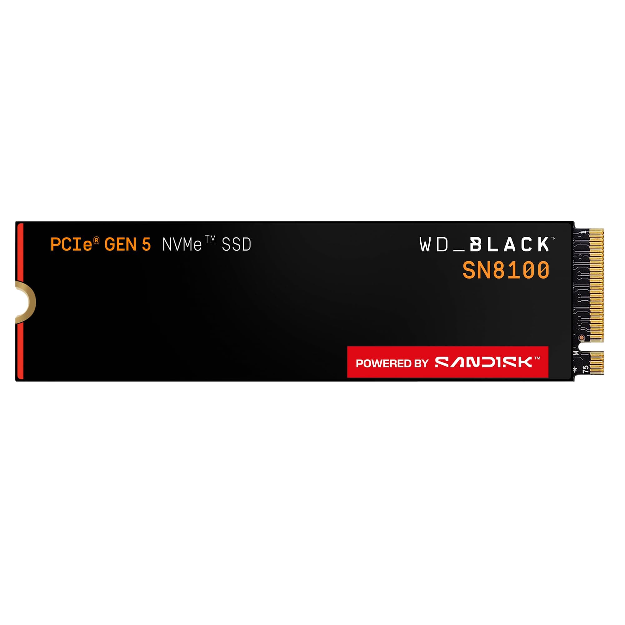 WD_Black SN8100 2 TB PCIe 5.0x4 NVMe M.2 SSD (Lesegeschwindigkeiten von bis zu 14.900 MB/s, Schreibgeschwindigkeiten von bis zu 14.000 MB/s, TLC 3D CBA NAND) - Powered by SANDISK