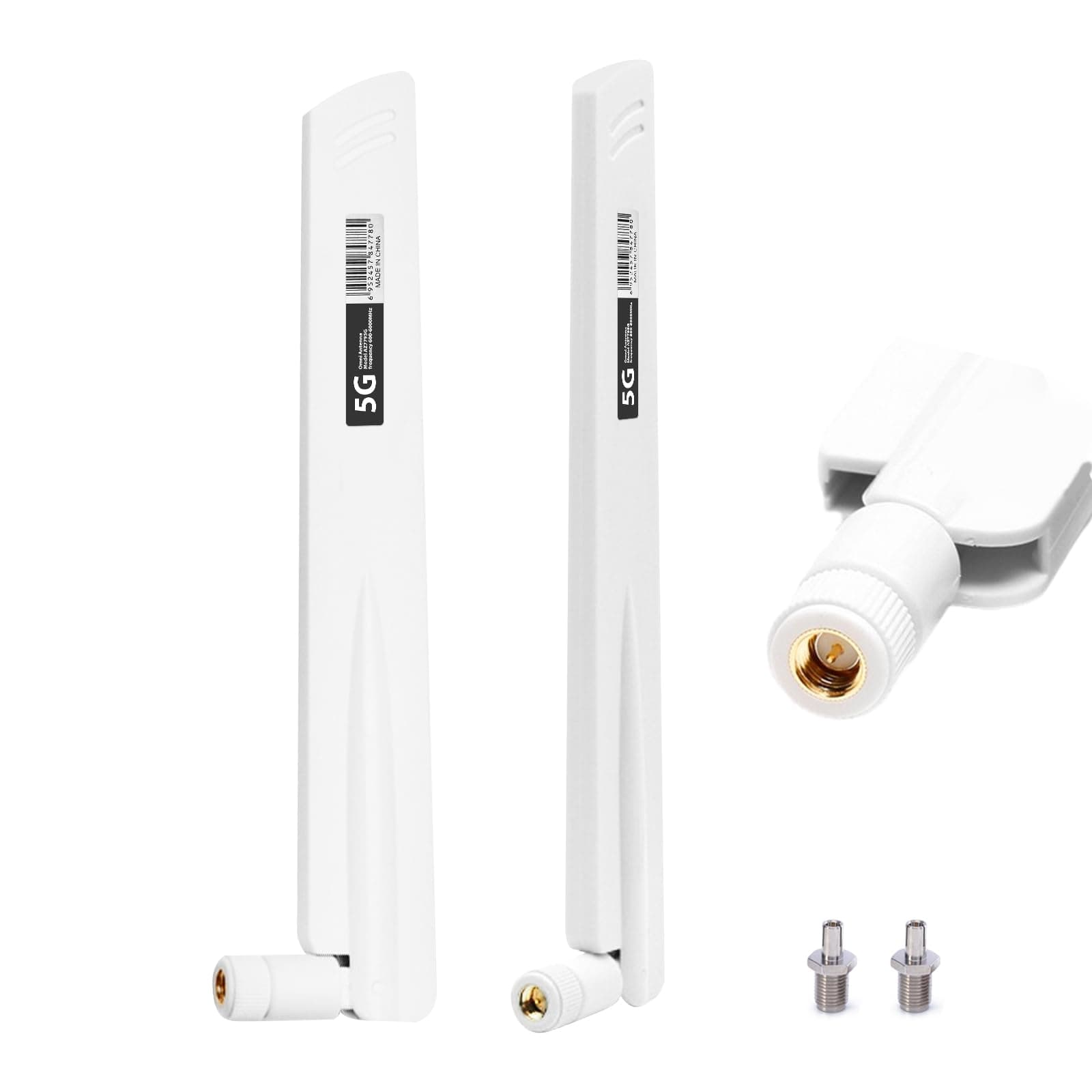 Greatzer 5G LTE Antenne 4G Signal Gain 18DBI Signalverstärker SMA / TS9 Stecker Omnidirektionale WLAN-Antenne,600-6000MHz,für WLAN-Router WiFi Booster Gateway USB-Adapter,FPV-Kameramonitor-Weiß