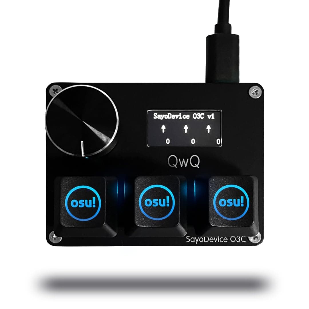 BTXETUEL SayoDevice O3C OSU - Tastatur mit Schnellauslöser, Hallschalter, magnetischer linearer Schalter, Bildschirmtastatur, Kopiereinfügen, Shotcut, Makro-Hotswap-Mini-Tastatur