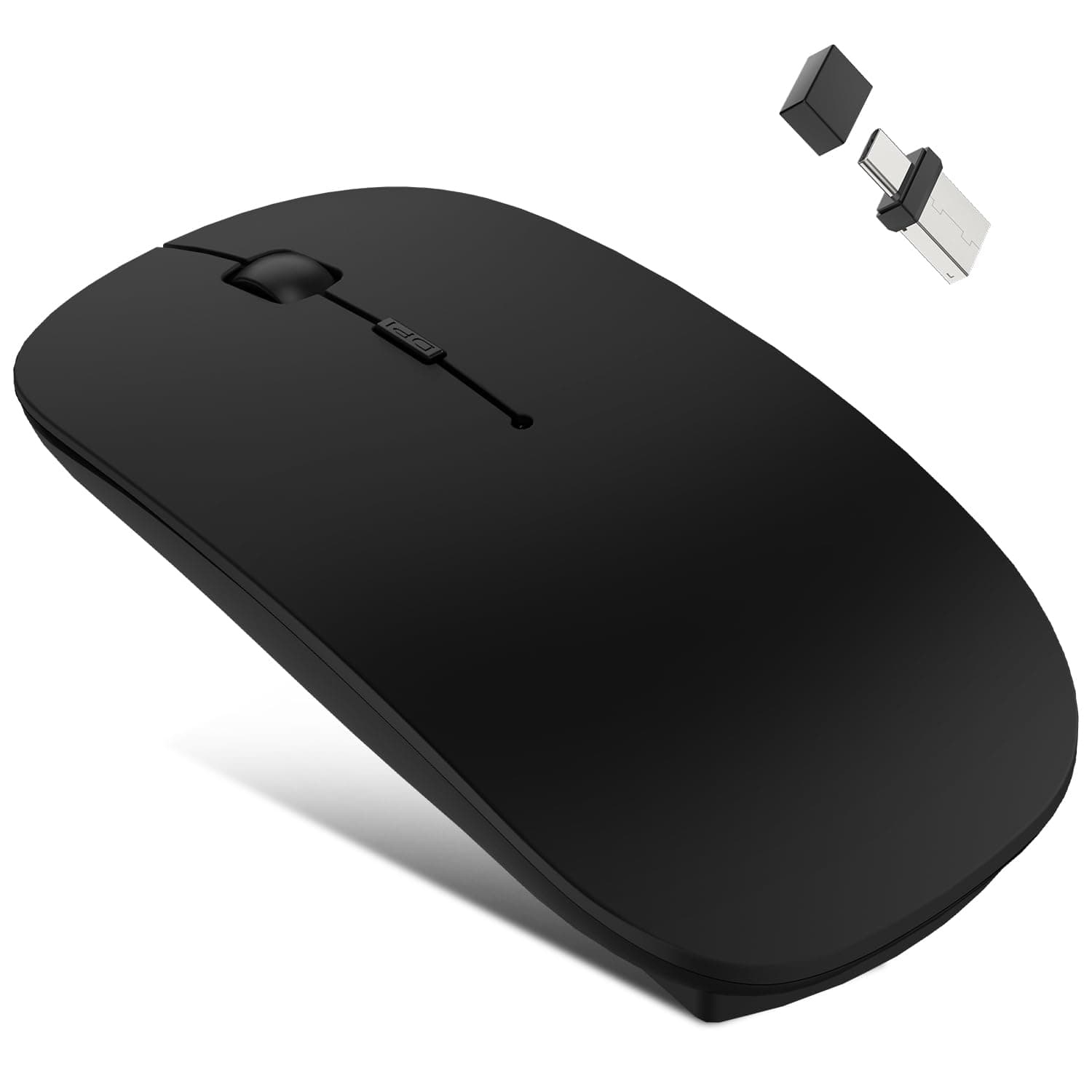 Azmall Kabellose Bluetooth Maus für iPad Pro/MacBook/Laptop/PC/Computer, Wiederaufladbare Maus Kabellos mit Jiggler Mouse beweger, 3 Adjustable DPI Level Tragbare schlanke leise Büromäuse - Schwarz