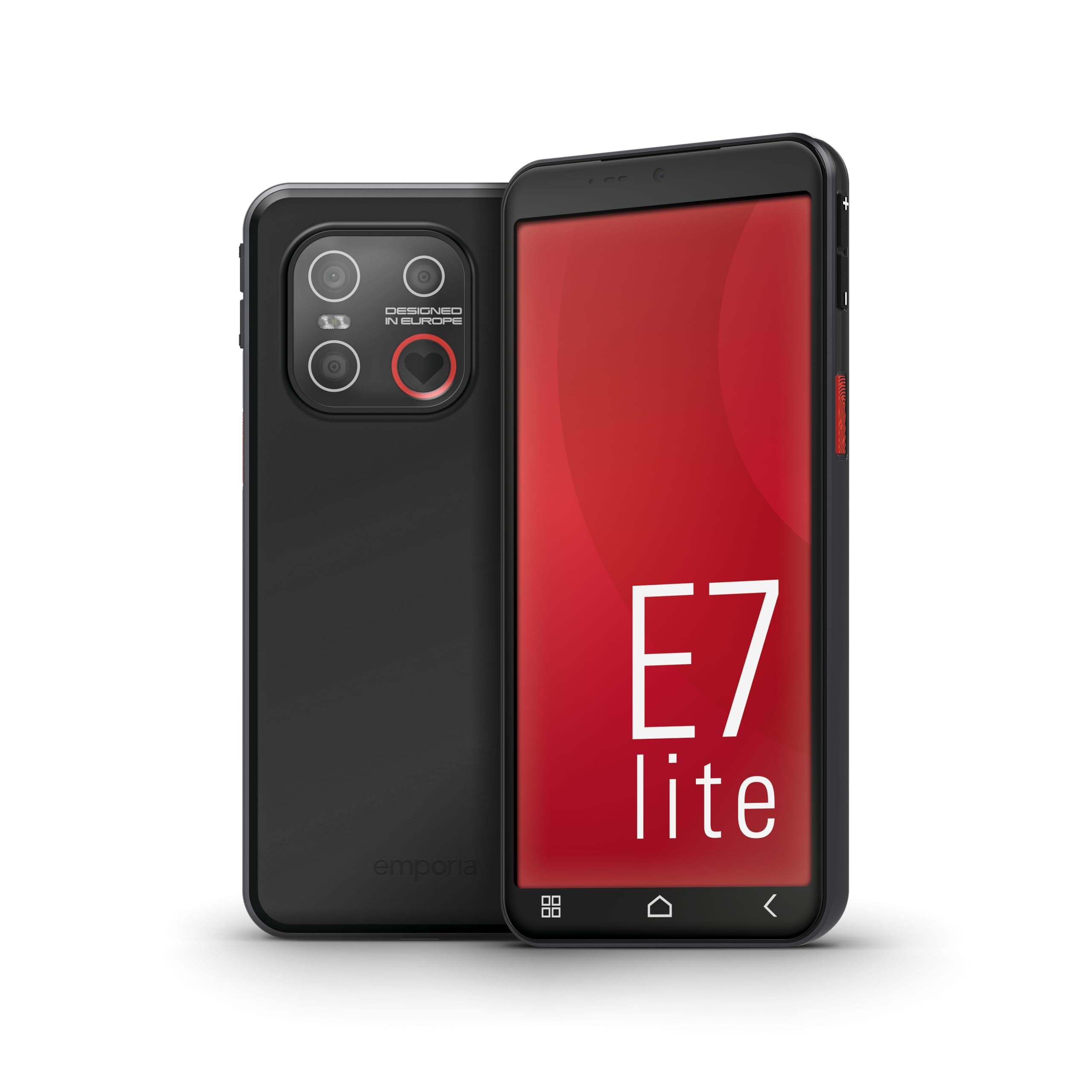 emporiaSMART.7lite Senioren-Smartphone ohne Vertrag, Android 15 Handy mit Notruftaste, 5,45" Touchdisplay, NFC, Fingerabdrucksensor, Hörgerätekompatibel, Großes Display, Einfache Bedienung, Schwarz