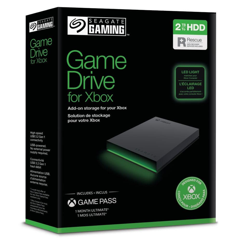 Seagate Game Drive Xbox 2TB, Tragbare Externe Festplatte, 2.5 Zoll, USB 3.0, Xbox, grau, Data Rescue Service (STKX2000403)