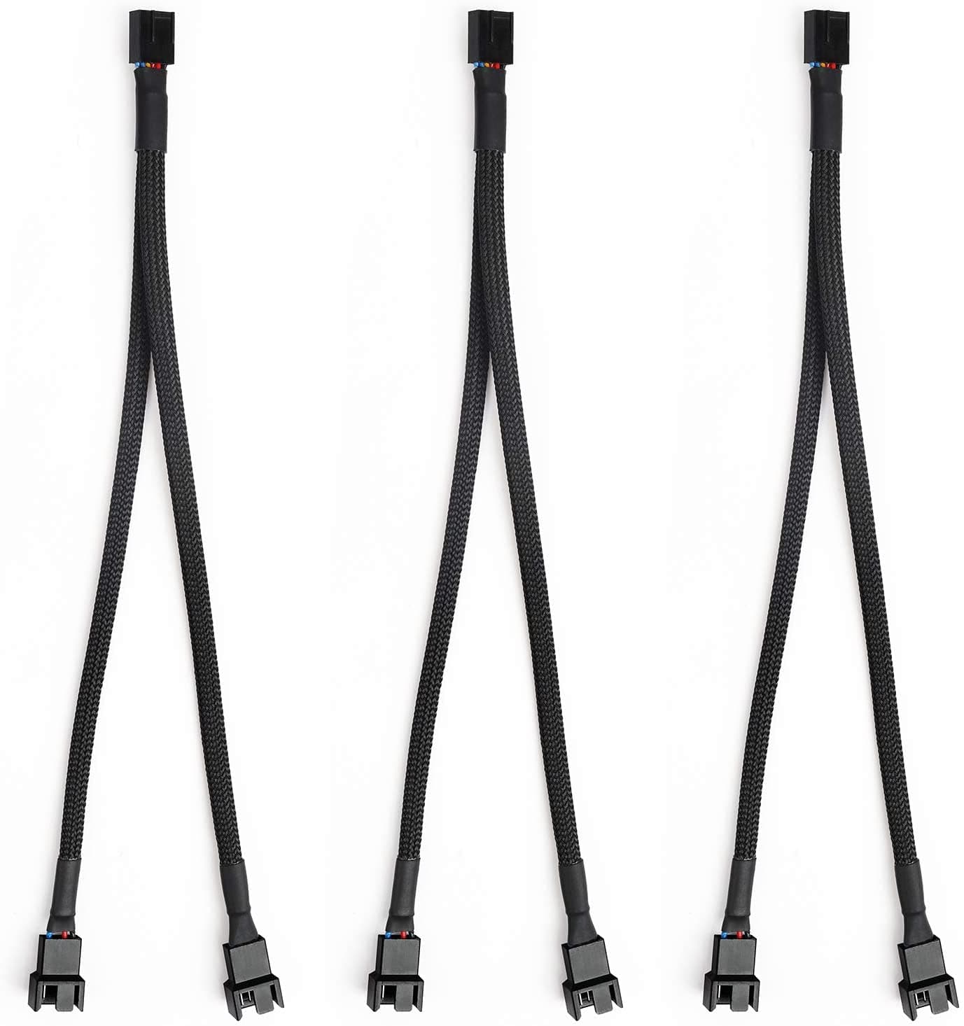 Aypzuke 3 Packs PWN Fan Splitter Lüfterteiler kabel (3PIN +4PIN) 1 bis 2 Converter