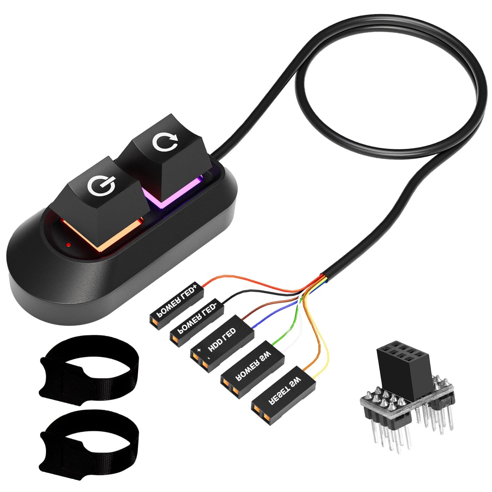 Desktop-Computer externer Netzschalter,PC-Netzschalter,Einfache multifunktionaler Desktop-Netzschalter,Schnelle Desktop-Computer Power Switch,Einfache Start- und Reset-Steuerung(Schwarz,2 Meter)