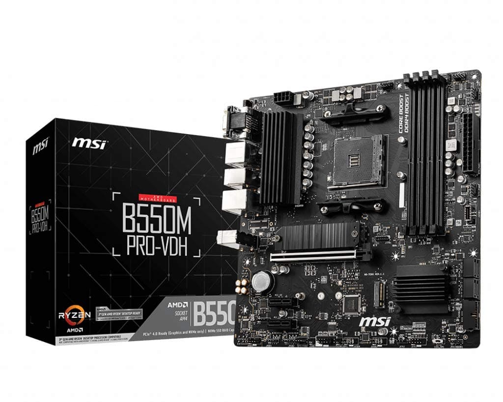 MSI B550M PRO-VDH (MATX Sockel AM4, AMD B550, 4 x DDR4, 1 x PCI Express 3.0 16x)