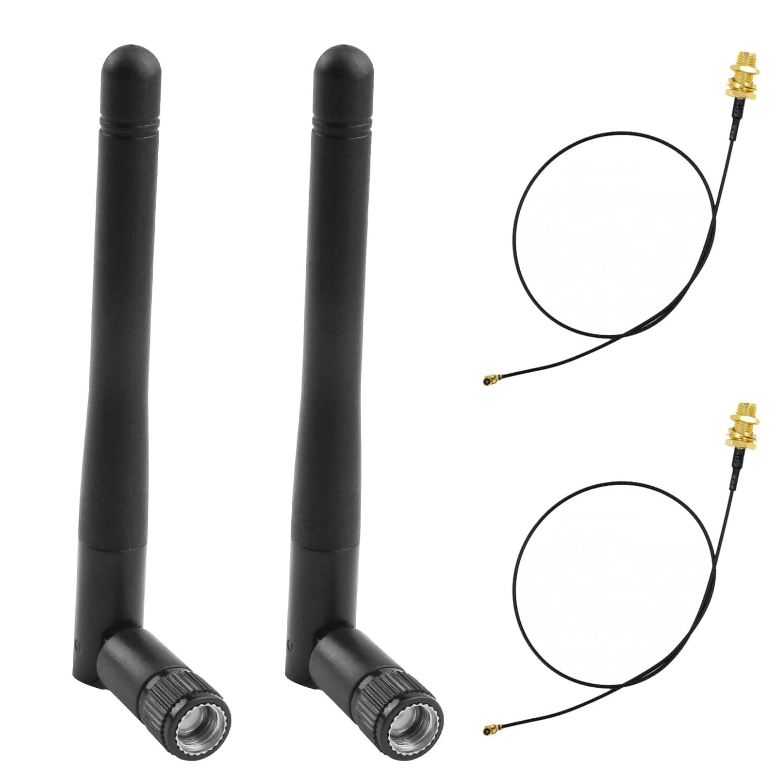 WLAN Antenne PC, WiFi Antenne 2,4GHz 5GHz 5,8GHz 8dBi RP-SMA-Stecker und U.FL IPX IPEX Verlängerungskabel 2-Pack für NGFF Wireless Netzwerkkarten WiFi Adapter Laptop
