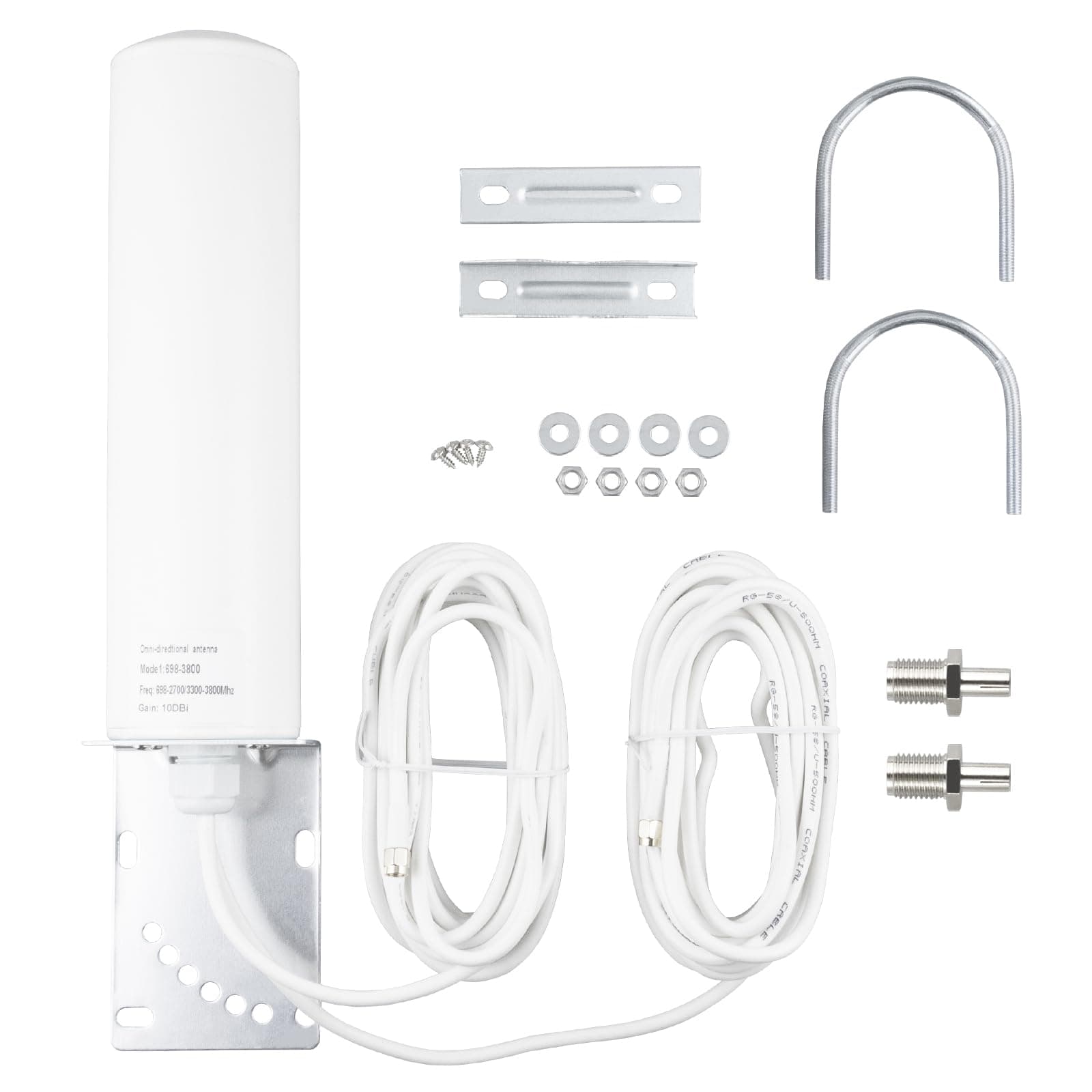 BOOBRIE 4G 5G LTE Antenne Outdoor 10dBi 698-2700 3300-3800MHz WiFi SMA Stecker RG58 Kabel 5M SMA Buchse zu TS9 Stecker Adapter Hohe Verstärkung 3G 4G LTE OmniDirectional