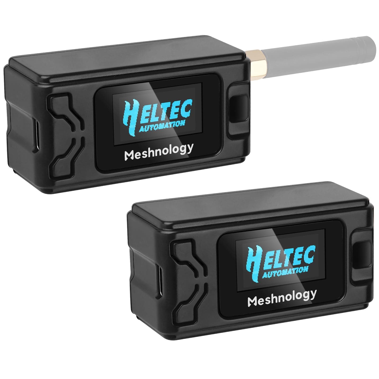 Meshnology 2er-Pack Gehäuse für ESP32 LoRa V3 Modulplatine Geräteantenne OLED-Schutzgehäuse mit Typ-C und Kupferrohr-Antennenschnittstelle (N30-Version, schwarz)