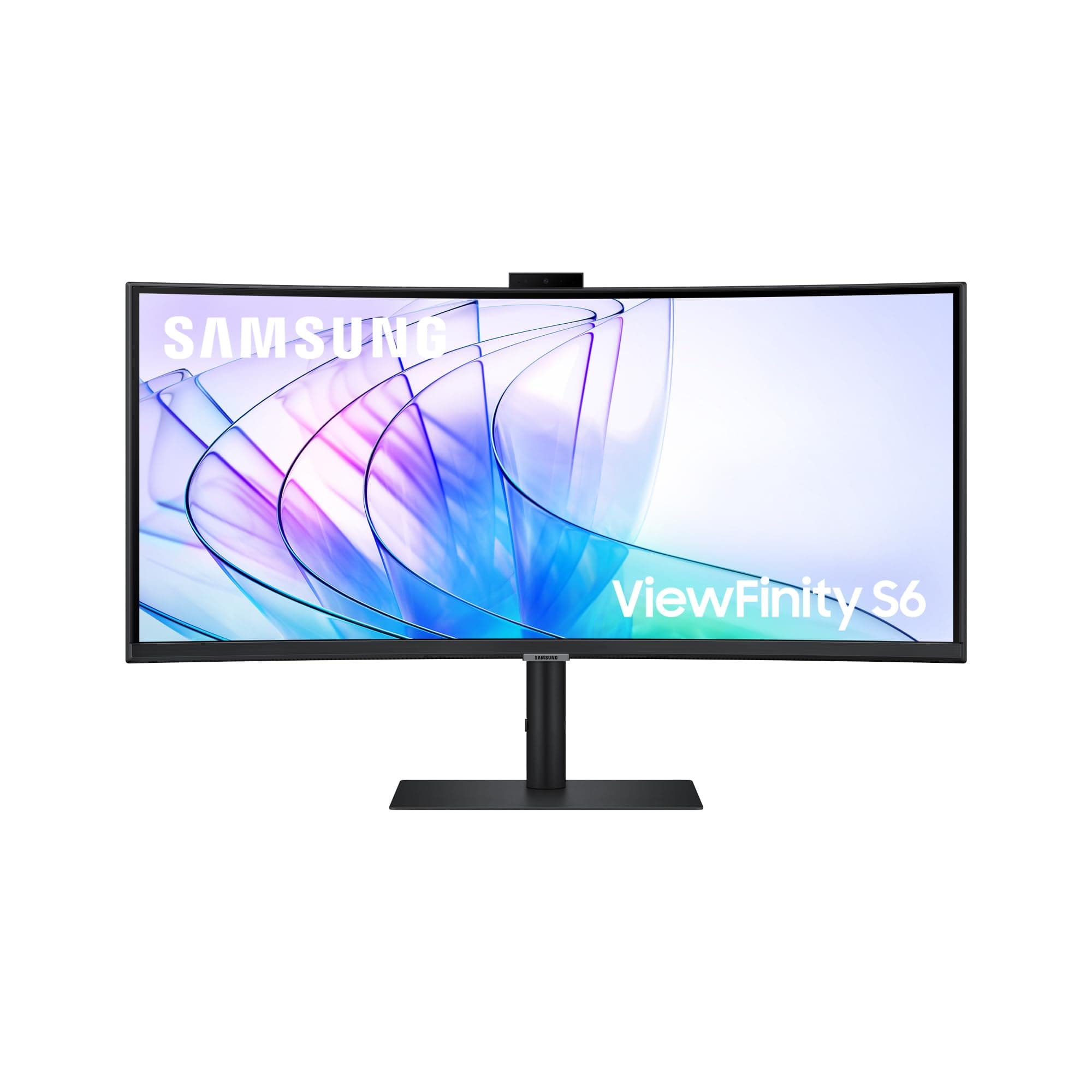 Samsung ViewFinity S65VC Curved Monitor 34 Zoll, Mit Lautsprechern und Webcam, Bildschirm mit VA-Panel, 3.440 x 1.440 Pixel, Bildwiederholrate 100 Hz, Reaktionszeit 5 ms, 90 W Laden via USB-C, Pivot