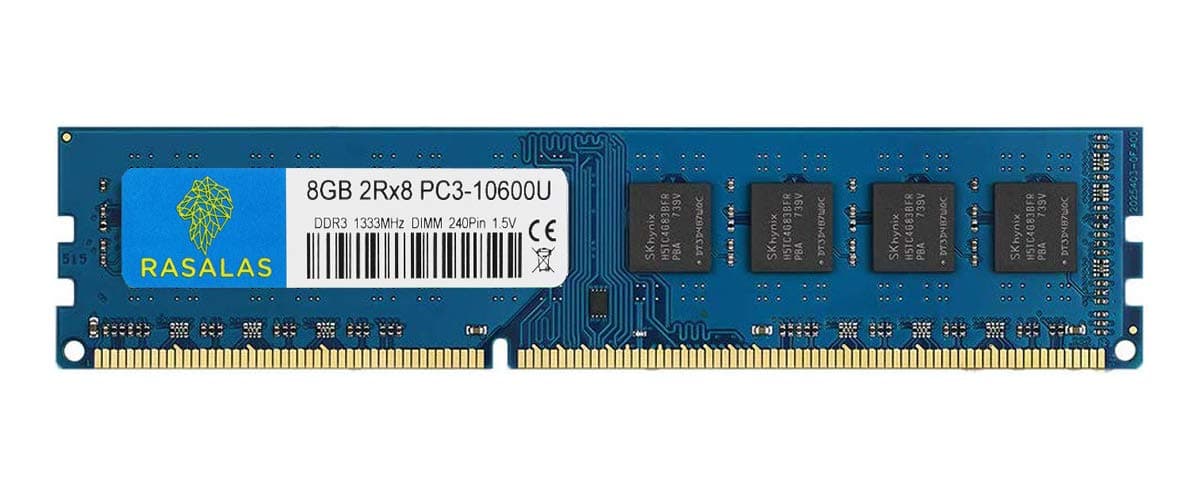 Rasalas 8GB PC3-10600 DDR3 1333 Udimm DDR3 Arbeitsspeicher 2Rx8 PC3 10600U 240 Pin 1.5V CL9 1333mhz Ram Speicher Module für AMD, Intel System Desktop Computer