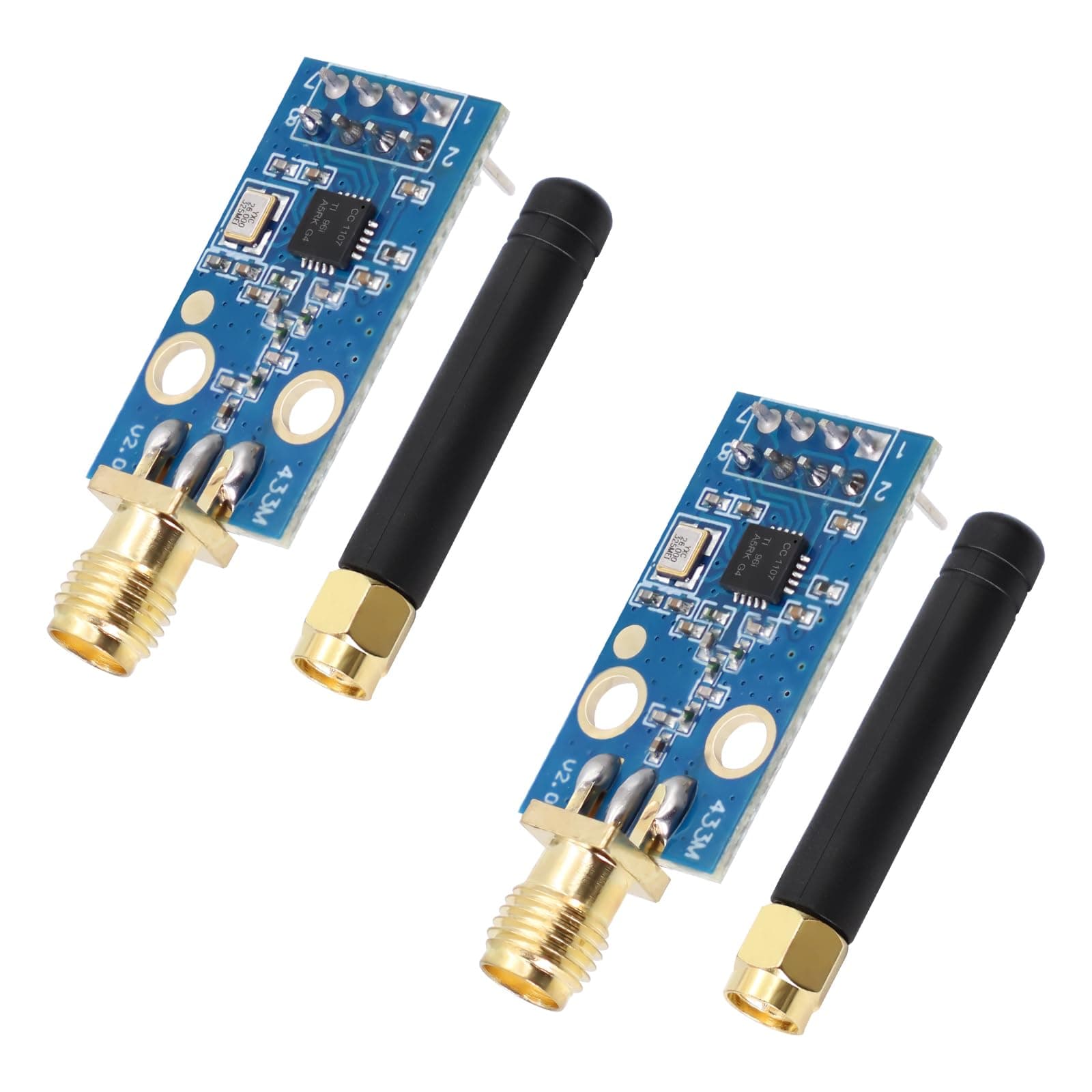 CC1101 SMA Antenne Funk Transceiver Modul AYWHP 2 Stück CC1101 Funkmodul 433M Digitales Übertragungsmodul 1.9-3.6V DC Kompatibel mit Arduino