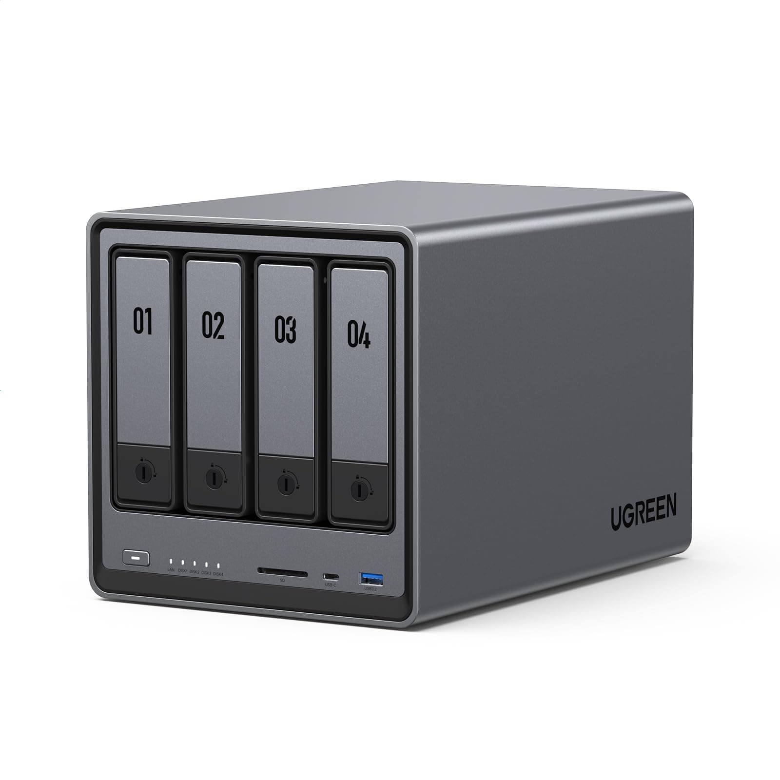 UGREEN NASync DXP4800 4-Bay NAS Server, Intel N100 Quad-Core, 8GB DDR5, 2×2,5GbE LAN, 2×M.2 NVMe-Steckplätze, 4K HDMI, Kompatibel mit Drittanbieter NAS Festplatten/HDD für Heim & Büro (Diskless)