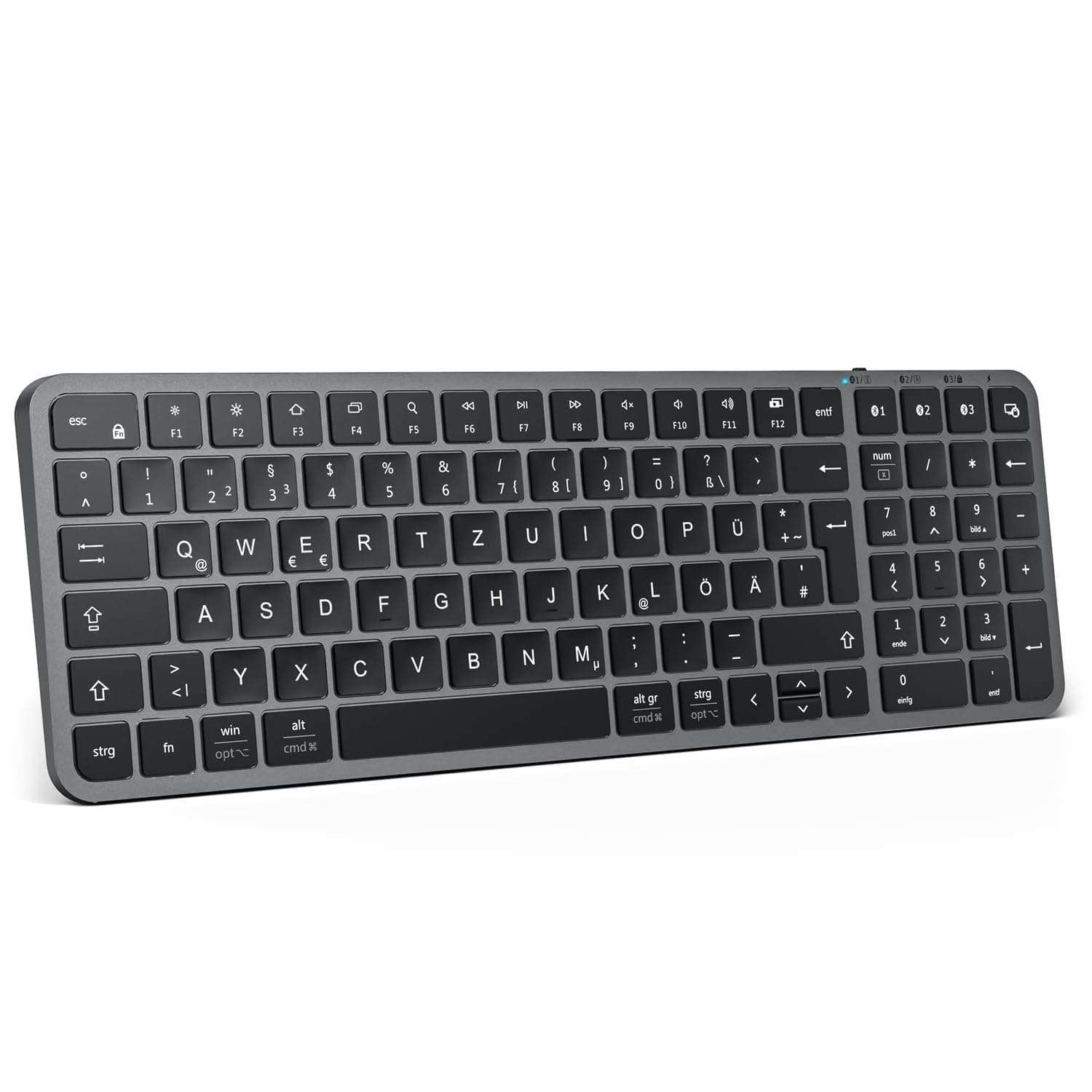 iClever Bluetooth Tastatur Mac, Tastatur kabellos Multi-Device mit Easy-Switch für bis zu 3 Geräte, –für PC, Windows, Mac, Chrome OS, Android, iPad OS, Deutsches QWERTZ-Layout