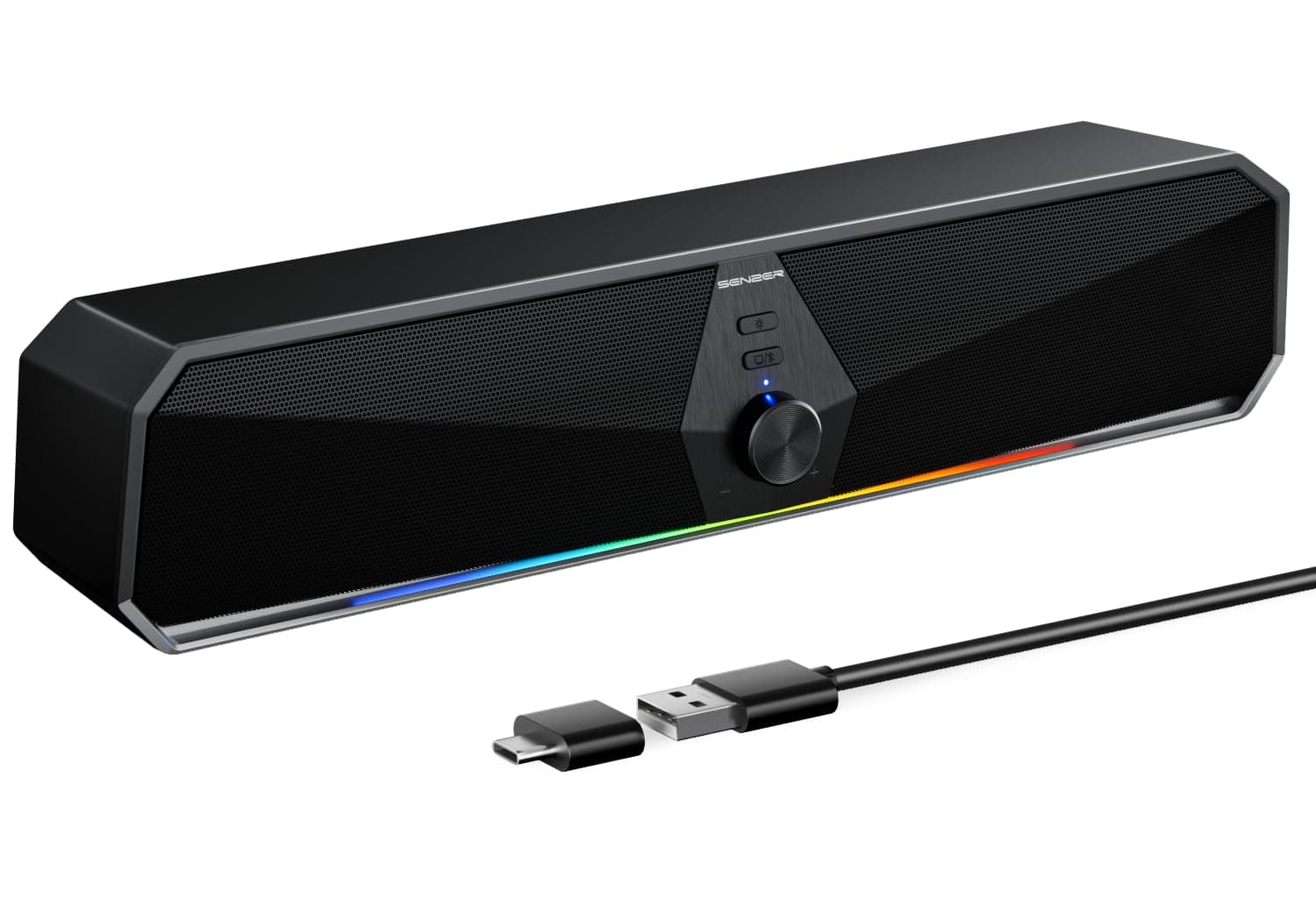 SENZER CS30 PC Lautsprecher,Lautsprecher fur PC Computer Lautsprecher Schwarz Pc Soundbar USB Betrieb und Bluetooth Modus fur Smartphone und Mobile Gerate,PC (Nicht 3,5mm Jack)