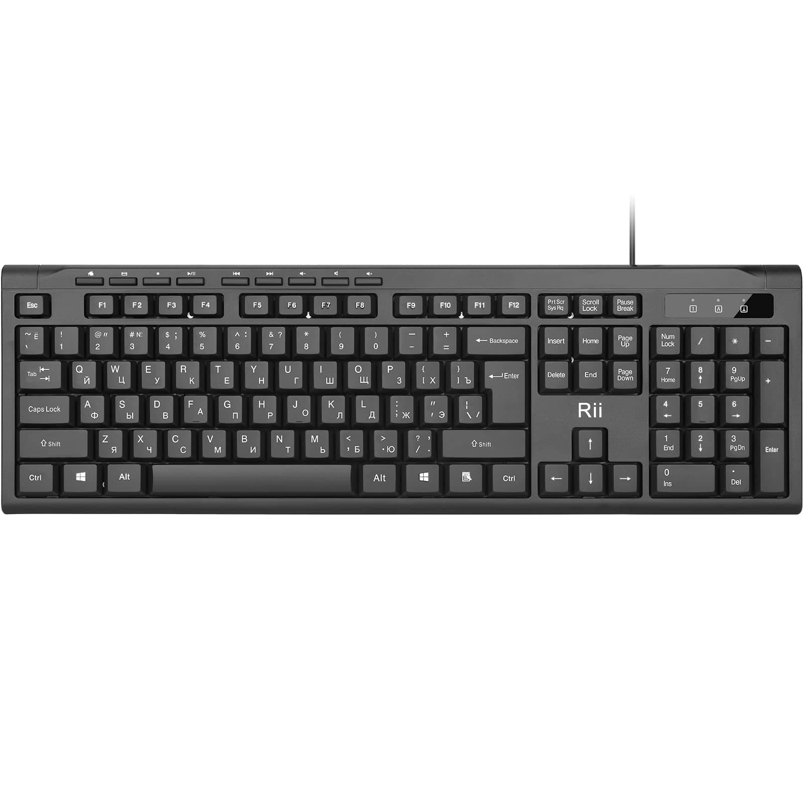 Rii Russian Tastatur, PC Tastatur USB für Computer, Laptop, Mac, Windows, macOS, QWERTZ Deutsches Layout– Schwarz