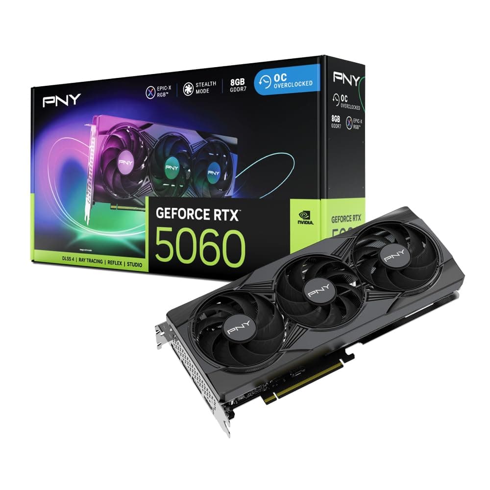 PNY GEFORCE RTX™ 5060 8GB ARGB Overclocked Triple Fan DLSS 4 Grafikkarte