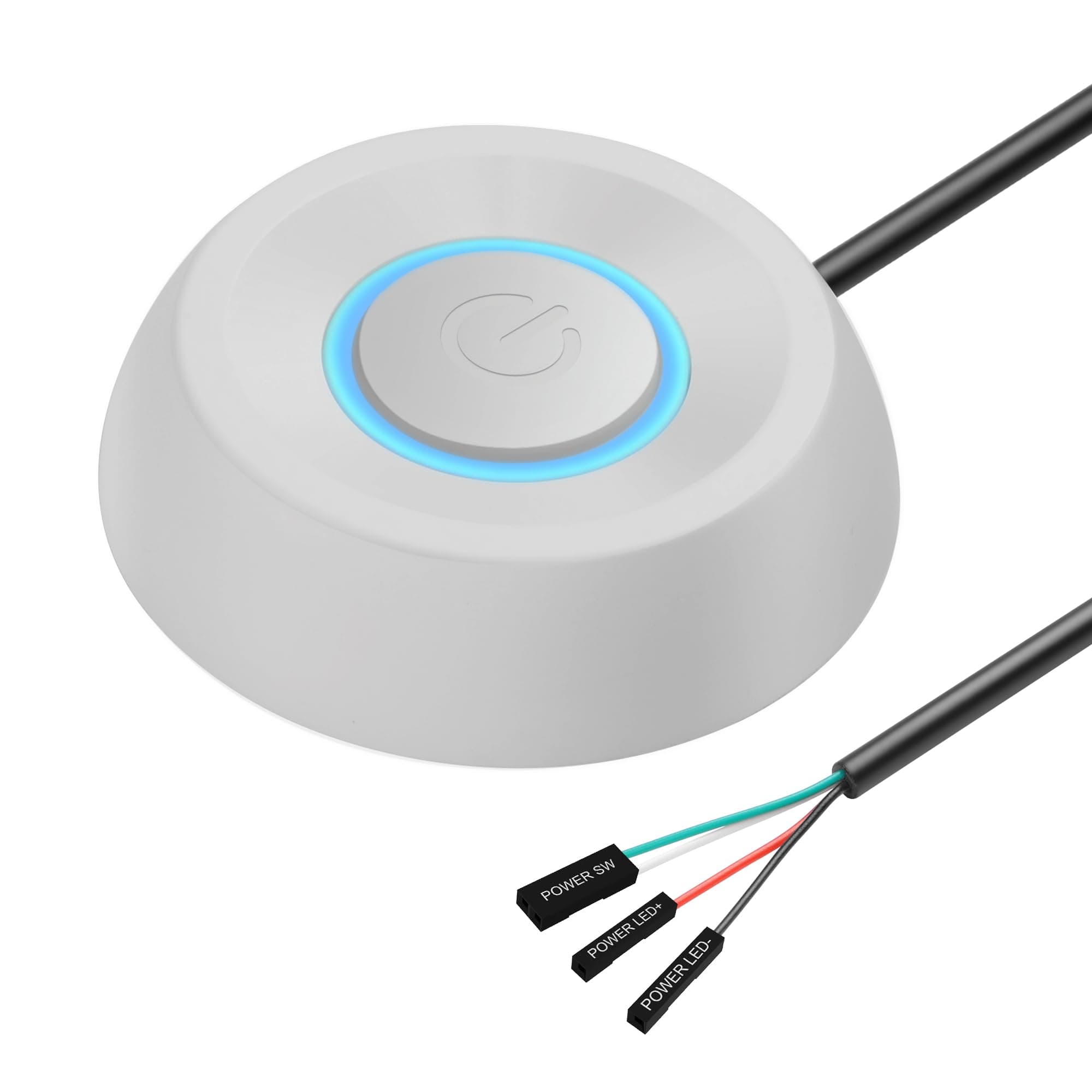 SinLoon PC-Netzschalter, Desktop-Computer, Netzschalter, externer Fernstart,5,9T PC Motherboard, pc einschaltknopf extern, Verlängerungskabel mit LED-Licht (white)